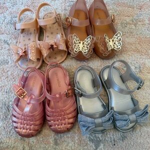 Mini Melissa Kids Sandals - Silver & Pink lot of 4 pairs all size 7
